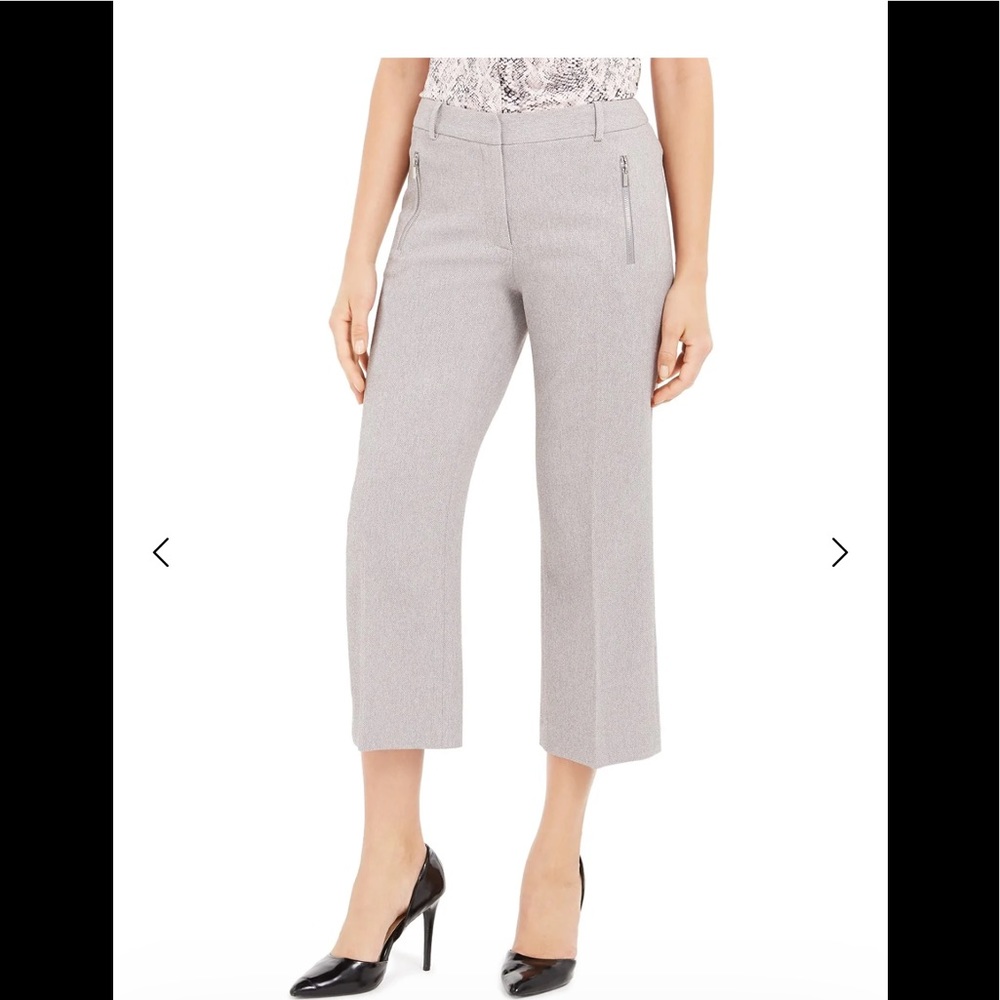 Calvin Klein Women's Zipper Pocket Cropped Twill Pants Gray